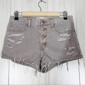 Abercrombie & Fitch Gray Distressed Jean Shorts